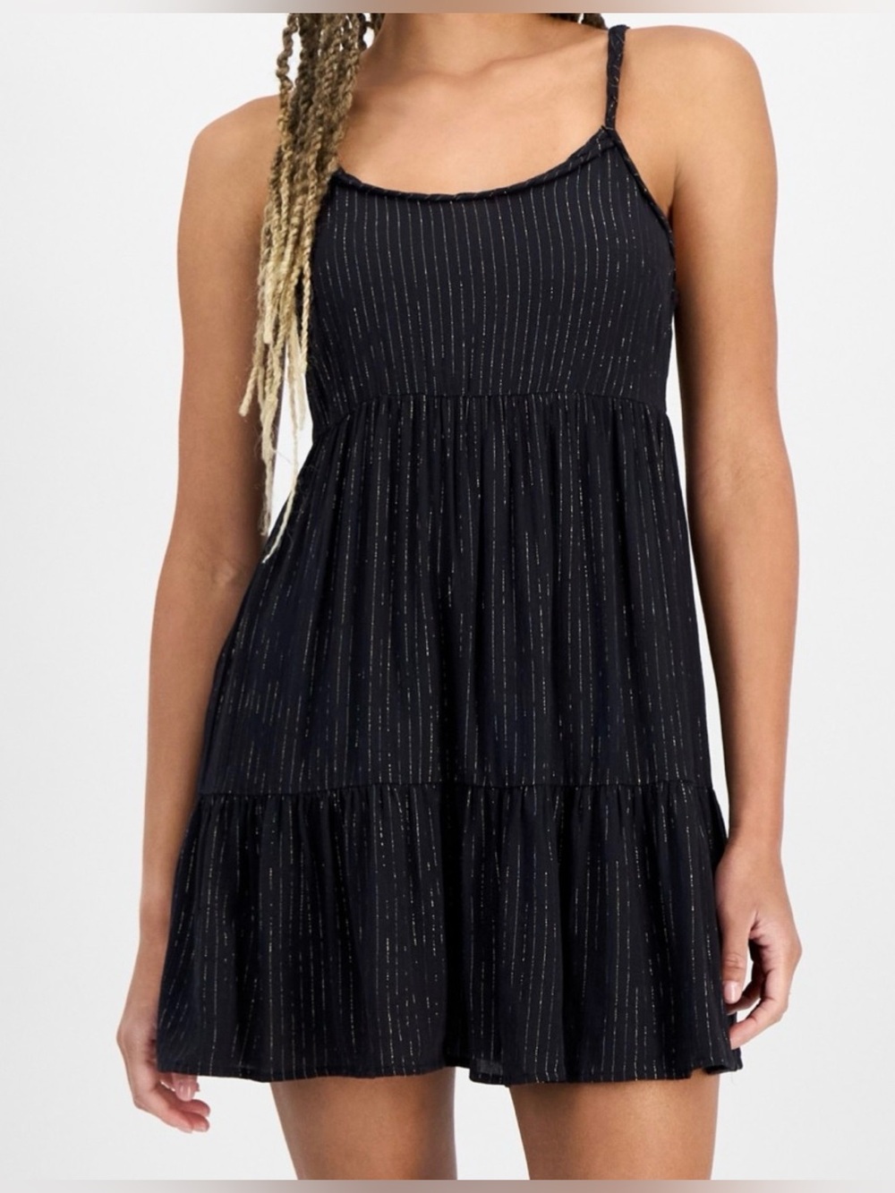 Miken Juniors' Tiered Dress Swim Cover-up, Black, Large, MSRP $32